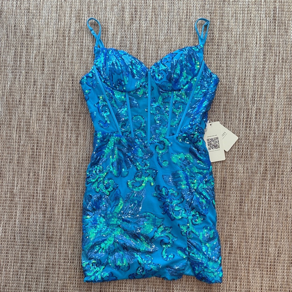 Elegant Blue Sequin Dress